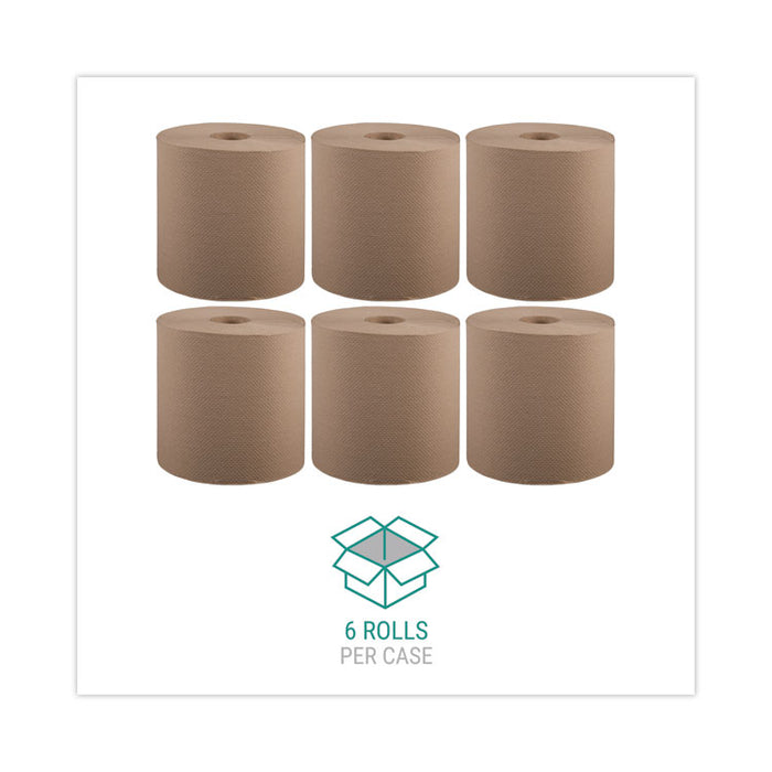 Hardwound Roll Towels, 1-Ply, 8" x 800 ft, Natural, 6 Rolls/Carton