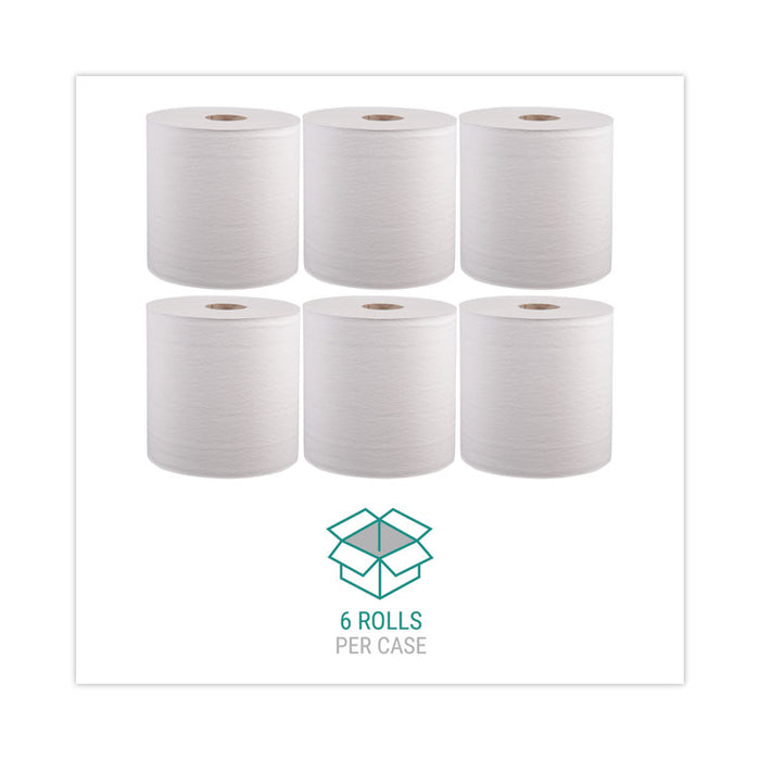 Hardwound Roll Towels, 1-Ply, 8" x 800 ft, White, 6 Rolls/Carton