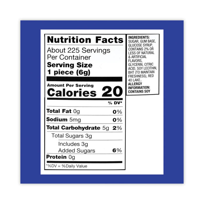 Original Bubble Gum Tub, 47.6 oz Tub, 225 Pieces
