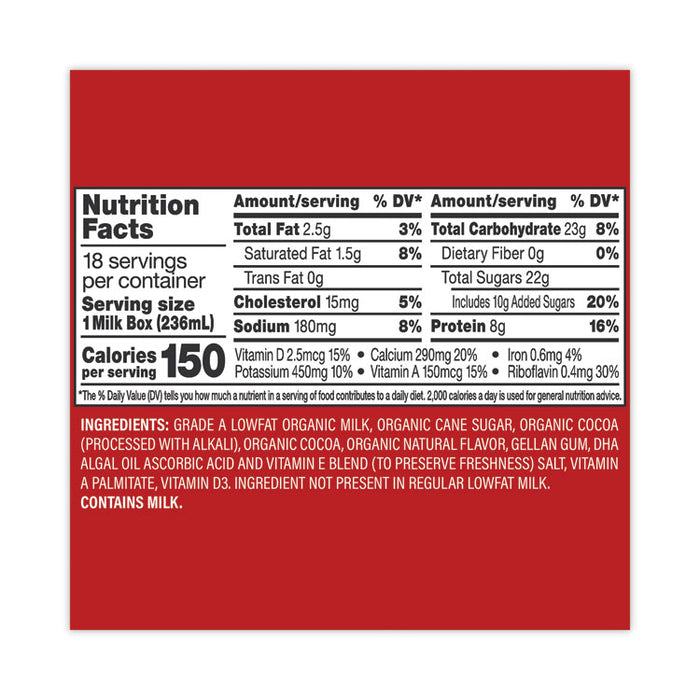 Low Fat Milk, Chocolate, 8 oz, 18/Carton