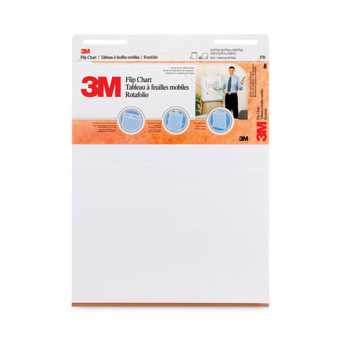 Professional Flip Chart, Unruled, (40) White 25 x 30 Sheets, 2/Carton