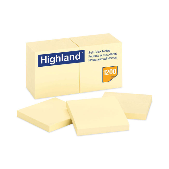 Self-Stick Notes, 3" x 3", Yellow, 100 Sheets/Pad, 12 Pads/Pack