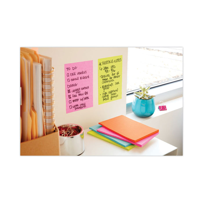 Pads in Supernova Neon Collection Colors, Note Ruled, 4" x 6", 90 Sheets/Pad, 3 Pads/Pack