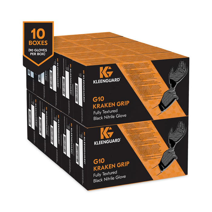 G10 Kraken Grip Nitrile Gloves, Powder-Free, XX-Large, 6 mil Thick, 9.5" Long, Black, 90/Box, 10 Boxes/Carton