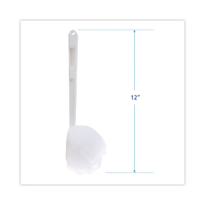 Deluxe Toilet Bowl Mop, 12" Handle, 2" Mop Head, White, 25/Carton
