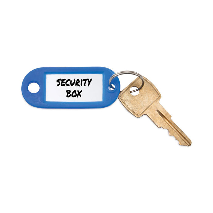 Key Tags Label Window, 0.88 x 0.19 x 2, Dark Blue, 6/Pack