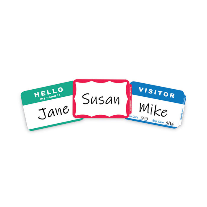 Self-Adhesive Name Badges, Hello My Name Is, Blue, 3.5 x 2.25, 100/BX
