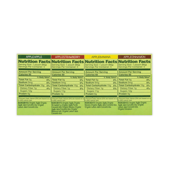 Fruit On The Go, Variety Applesauce, 3.2 oz Pouch, 20/Carton