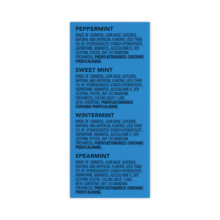 Sugar-Free Chewing Gum Variety Box, Four Mint Flavors, 14 Pieces/Pack, 18 Packs/Carton