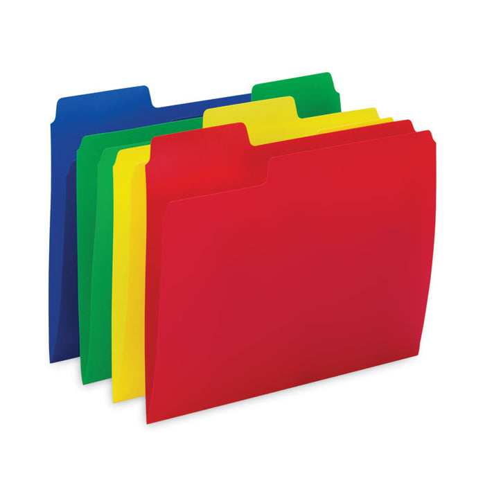 SuperTab Top Tab File Folders, 1/3-Cut Tabs: Assorted, Letter Size, 0.75" Expansion, Polypropylene, 12/Pack