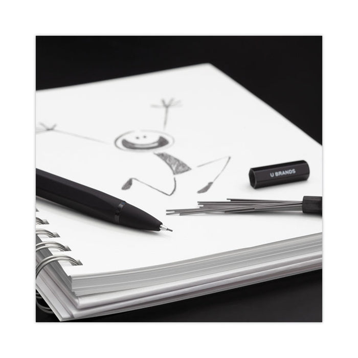 Cambria Soft Touch Mechanical Pencil, 0.7 mm, HB (#2), Black Lead, Black Barrel, 12/Pack