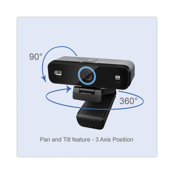 Cybertrack K4 4K ULTRA HD Fixed Focus USB Webcam, 3840 pixels x 2160 pixels, Black