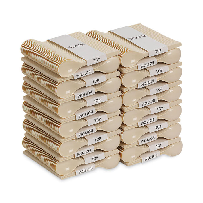 SmartStock Plastic Cutlery Refill, Series-O, Mediumweight Soup Spoon, Beige, 40/Pack, 24 Packs/Carton