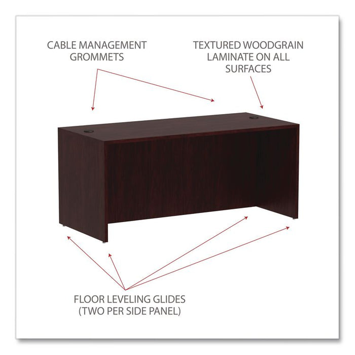 Alera Valencia Series Straight Front Desk Shell, 65" x 29.5" x 29.63", Mahogany