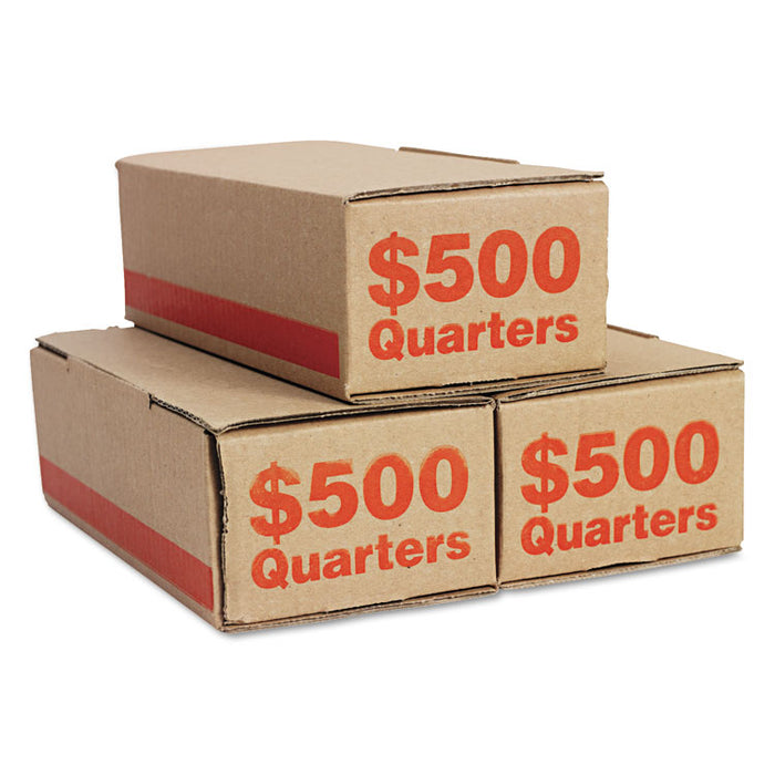 Corrugated Coin Storage and Shipping Boxes, Accommodates $500 in Quarters, 10.94" x 5" x 30.38", Orange, 50/Carton