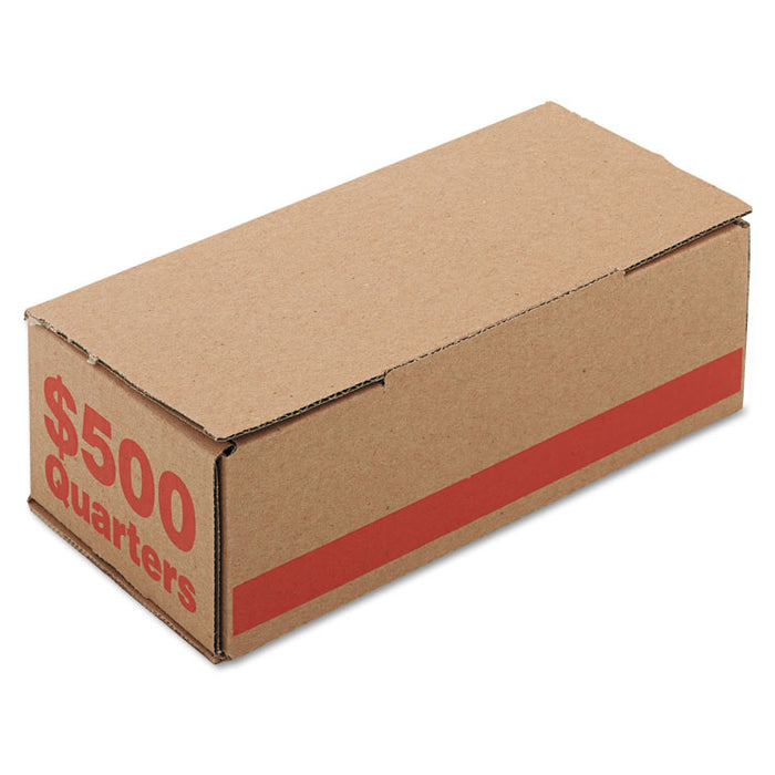 Corrugated Coin Storage and Shipping Boxes, Accommodates $500 in Quarters, 10.94" x 5" x 30.38", Orange, 50/Carton