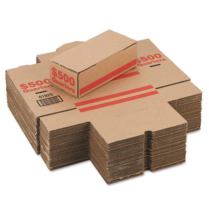 Corrugated Coin Storage and Shipping Boxes, Accommodates $500 in Quarters, 10.94" x 5" x 30.38", Orange, 50/Carton