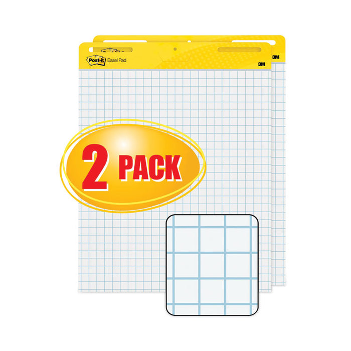 Vertical-Orientation Self-Stick Easel Pads, Quadrille Rule (1 sq/in), (30) White 25 x 30 Sheets, 2/Carton