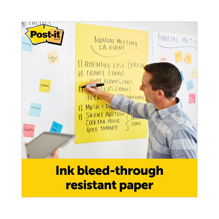 Vertical-Orientation Self-Stick Easel Pads, Presentation Format (1.5" Rule), (30) Yellow 25 x 30 Sheets, 4/Carton