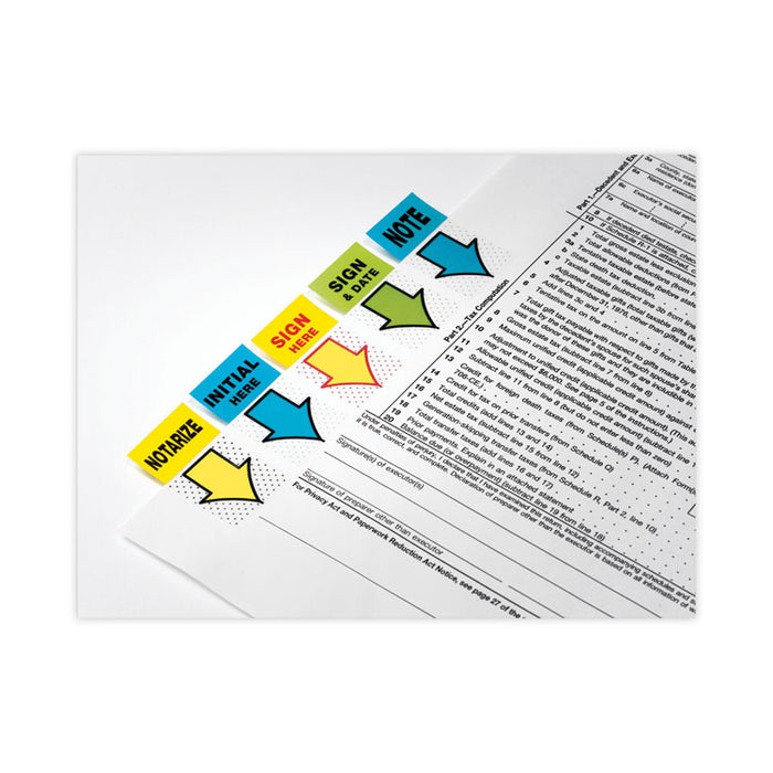 Arrow Message 1" Page Flags, "Sign Here", Yellow, 50 Flags/Dispenser, 2 Dispensers/Pack