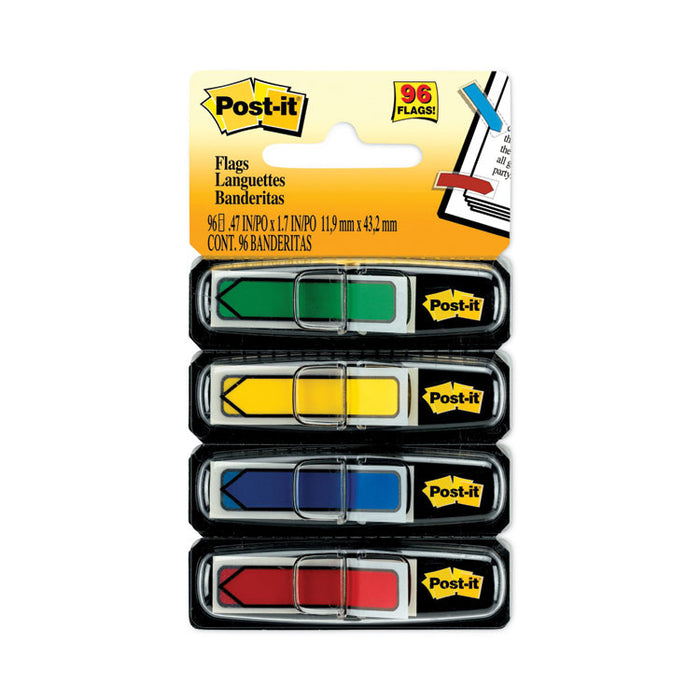 Arrow 0.5" Page Flags, Assorted Primary, 24/Color, 96 Flags/Pack