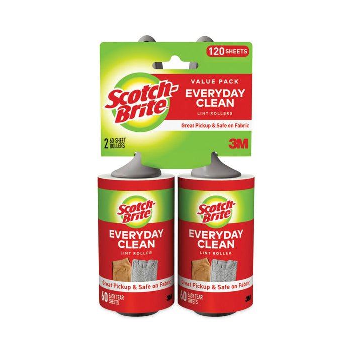 Everyday Clean Lint Roller, 60 Sheets/Roll, 2/Pack