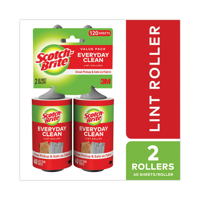 Everyday Clean Lint Roller, 60 Sheets/Roll, 2/Pack