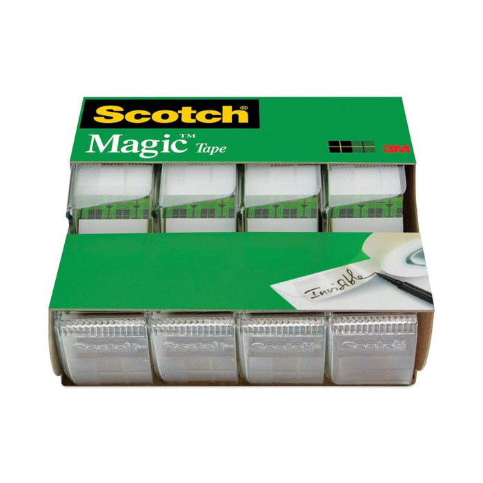 Magic Tape in Handheld Dispenser, 1" Core, 0.75" x 25 ft, Clear, 4/Pack