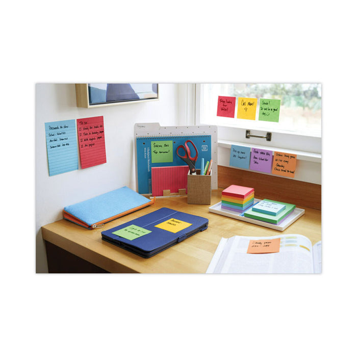 Pads in Playful Primary Collection Colors, Note Ruled, 4" x 4", 90 Sheets/Pad, 6 Pads/Pack