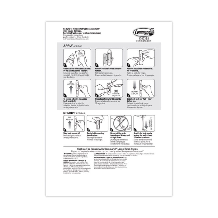 Large Utility Hooks, Plastic, White, Supports 5 lb, 14/Pack
