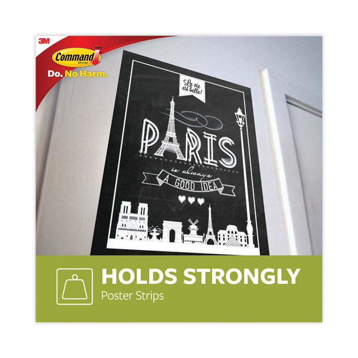 Poster Strip Pairs, Holds Up to 1 lb, 0.63" x 1.75", White, 4 Pairs/Pack, 100 Packs/Carton