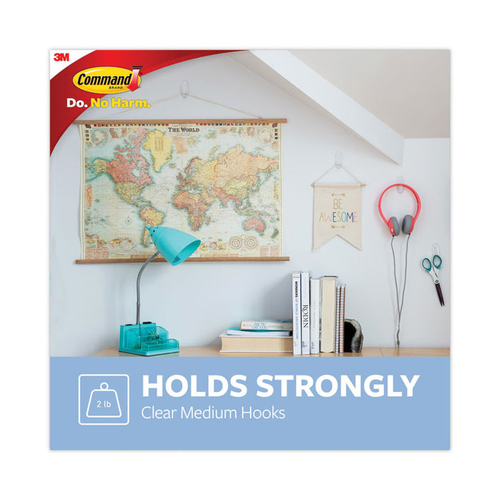 Medium Clear Hooks, Plastic, Supports 2 lb, 50/Carton