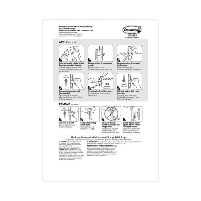 Large Utility Hooks, Plastic, White, Supports 5 lb, 3/Pack