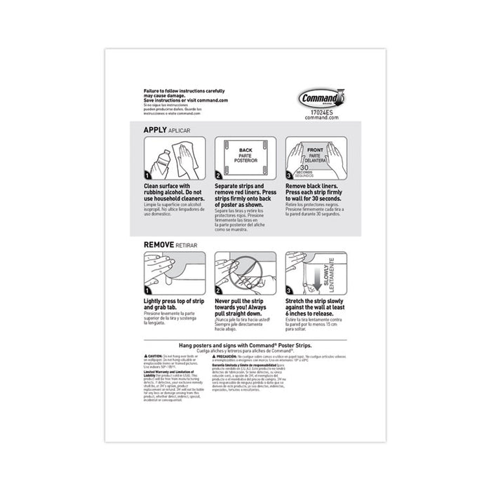 Poster Strip Pairs Value Pack, Holds Up to 1 lb, 0.63" x 1.75", White, 48/Pack