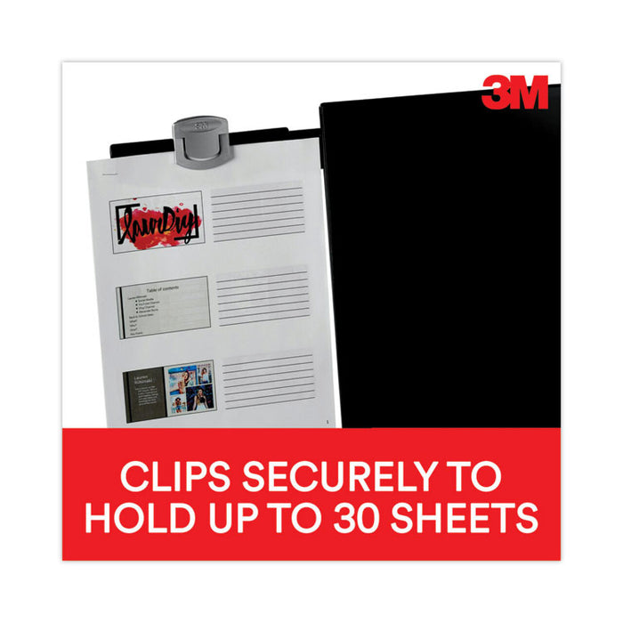 Swing Arm Copy Clip Document Holder, Holds Up to 30 Legal Size Sheets, Plastic, Black/Silver Clip
