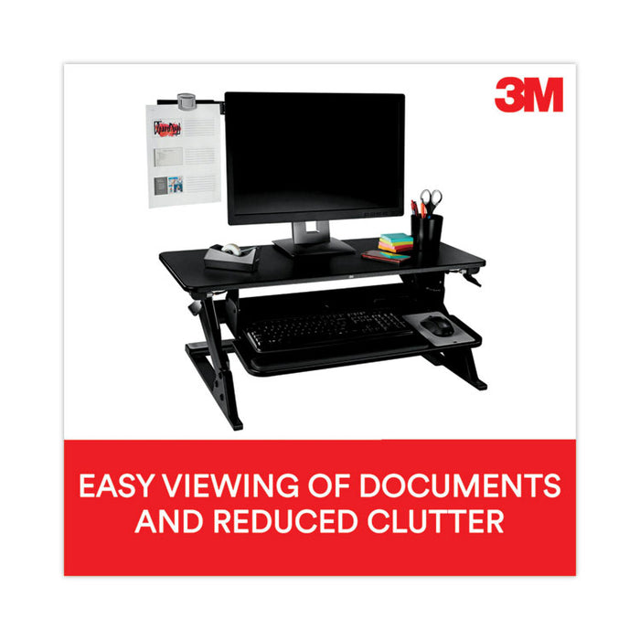 Swing Arm Copy Clip Document Holder, Holds Up to 30 Legal Size Sheets, Plastic, Black/Silver Clip