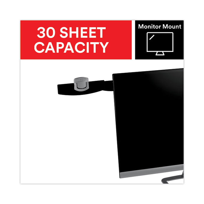Swing Arm Copy Clip Document Holder, Holds Up to 30 Legal Size Sheets, Plastic, Black/Silver Clip