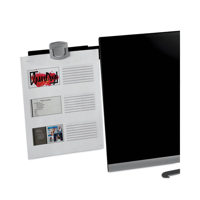 Swing Arm Copy Clip Document Holder, Holds Up to 30 Legal Size Sheets, Plastic, Black/Silver Clip