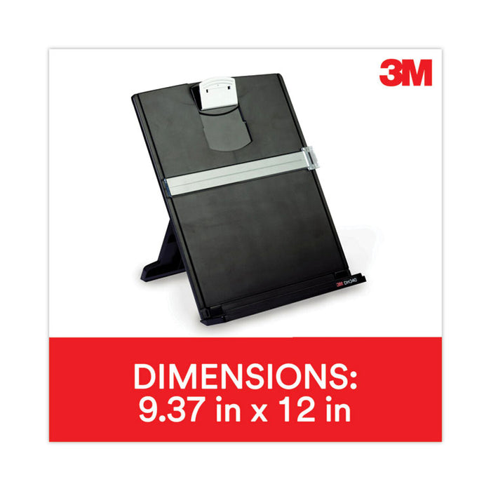 Desktop Document Holder, Holds Up to 150 Legal Size Sheets, Plastic, Black/Silver Clip