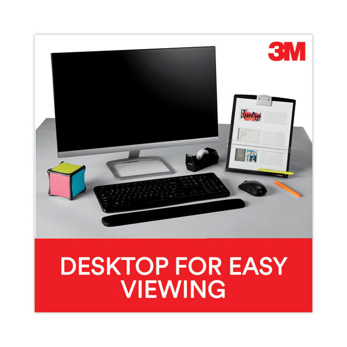 Desktop Document Holder, Holds Up to 150 Legal Size Sheets, Plastic, Black/Silver Clip