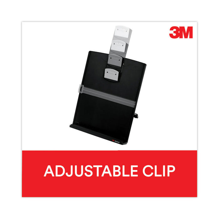 Desktop Document Holder, Holds Up to 150 Legal Size Sheets, Plastic, Black/Silver Clip