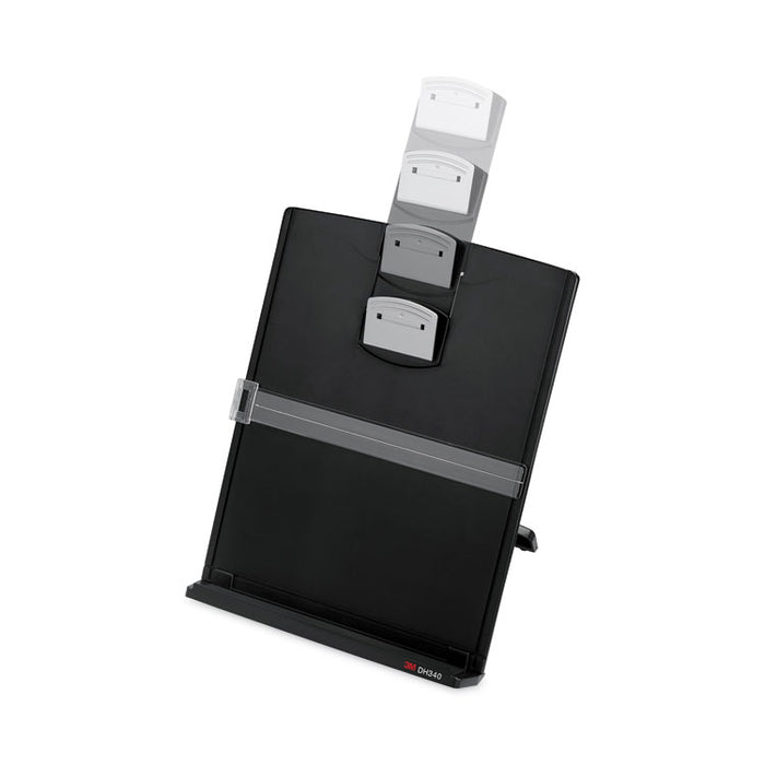 Desktop Document Holder, Holds Up to 150 Legal Size Sheets, Plastic, Black/Silver Clip