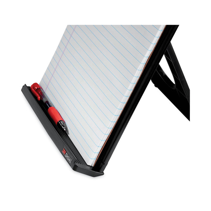 Desktop Document Holder, Holds Up to 150 Legal Size Sheets, Plastic, Black/Silver Clip