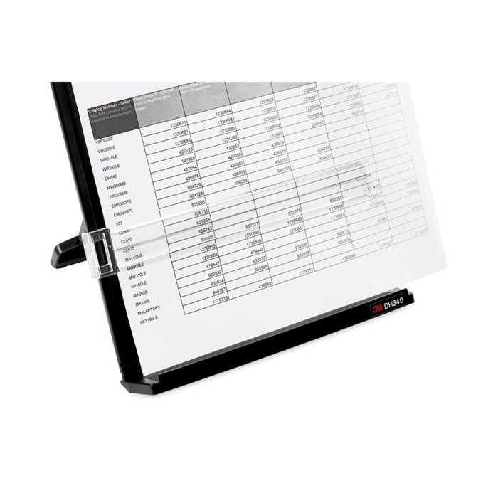 Desktop Document Holder, Holds Up to 150 Legal Size Sheets, Plastic, Black/Silver Clip
