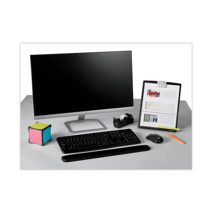Desktop Document Holder, Holds Up to 150 Legal Size Sheets, Plastic, Black/Silver Clip