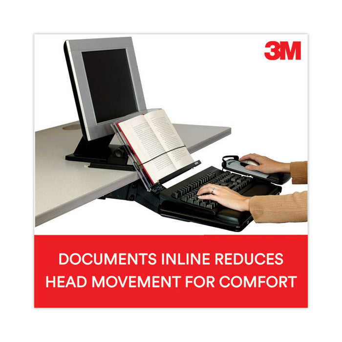 In-Line Document Holder with 14" Wide Backplate, Holds Up to 150 Letter Size Sheets, Plastic, Black/Clear