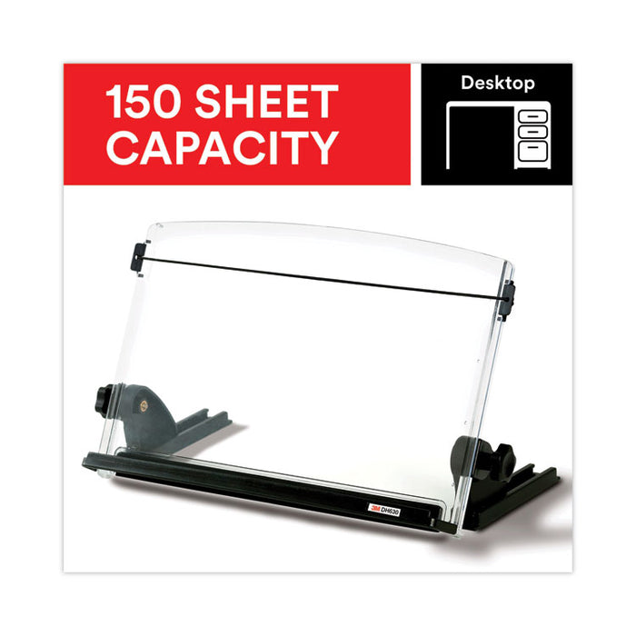 In-Line Document Holder with 14" Wide Backplate, Holds Up to 150 Letter Size Sheets, Plastic, Black/Clear