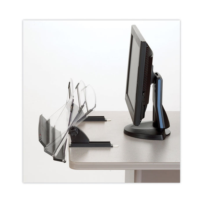 In-Line Document Holder with 14" Wide Backplate, Holds Up to 150 Letter Size Sheets, Plastic, Black/Clear