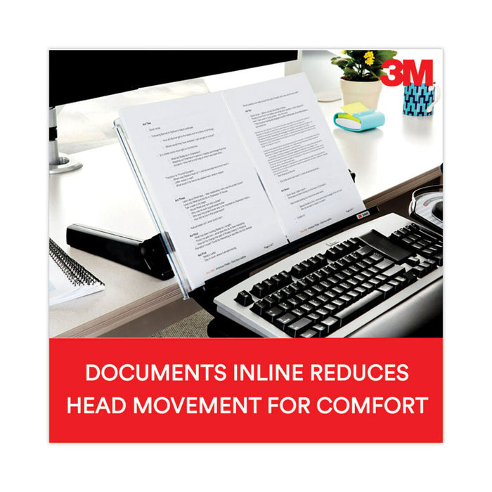 In-Line Document Holder with 18" Wide Backplate, Holds Up to 300 Legal Size Sheets, Plastic, Black/Clear