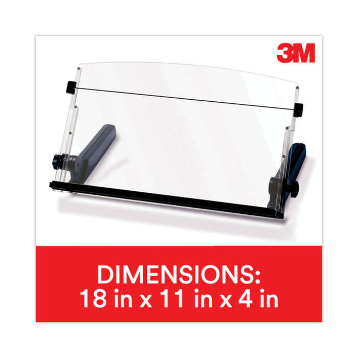 In-Line Document Holder with 18" Wide Backplate, Holds Up to 300 Legal Size Sheets, Plastic, Black/Clear